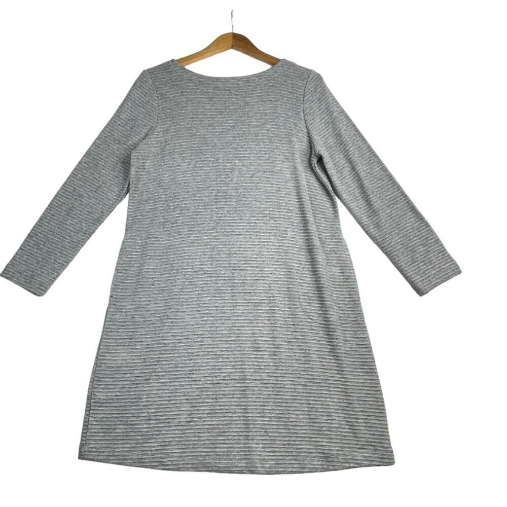 J. Jill Textured Striped Long Sleeve Dress size Small Gray